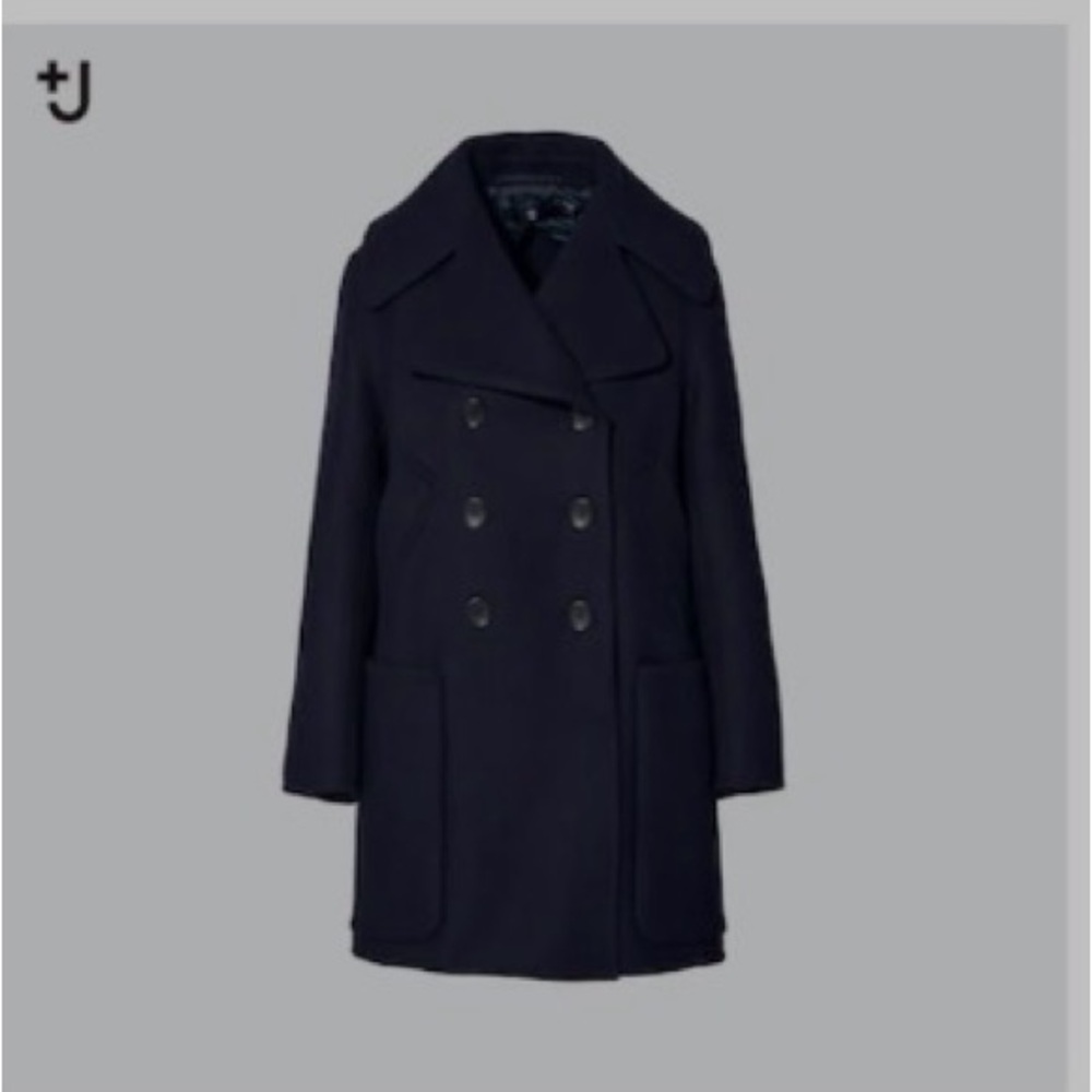Uniqlo JW Anderson J+ Navy Double-Breasted Pea Coat